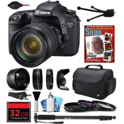 Canon EOS 7D Digital SLR Camera with EF 28-135mm IS USM Lens, 32GB CF SD Card, 72' Monopod, 2.2x Telephoto Lens, Air Cleaner Blower, Carrying Case.