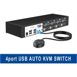 hot key 4 PORT USB2.0 VGA KVM Switch with Audio Stero support external USB devices DDC function 4 in 1 out with 4pcs 1.5m professional KVM cable.