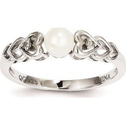 Sterling Silver Pearl & Diamond Ring