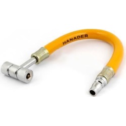 Silver Tone Two Head Motorbike Cycling Tire Air Pump Hose Valve Orange