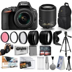 Nikon D5500 24MP DSLR Digital Camera AF-P 18-55mm + NIKKOR Lens 55-200mm + High Definition Professional 3 Piece Filter Kit + 64GB Memory SD Card.