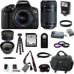 Canon EOS Rebel T6i Digital SLR with EF-S 18-55mm IS STM Kit Lens & Canon EF-S 55-250mm f/4-5.6 IS STM plus 32GB SDHC Accessory Bundle