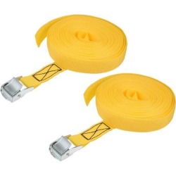 9M x 25mm Lashing Strap Cargo Tie Down Straps w Cam Lock Buckle 250Kg Work Load, Yellow, 2Pcs