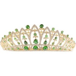 Elegant Waterdrop Rhinestone Hair Crown Woman Bridal Hair Jewelry Green