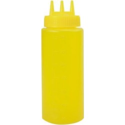 12oz Plastic Three Hole Condiment Squeeze Bottles Perfect for Cooking Salad Ketchup BBQ Syrup Condiments Dispenser Yellow