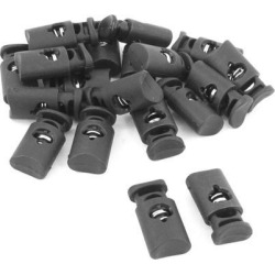 Unique Bargains Black 8mm Diameter Single Hole Rope Cord Locks Drawstring Toggles 20 Pcs