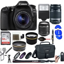 Canon EOS 80D DSLR w/18-55mm STM & 55-250mm IS Lenses Deluxe Essential Bundle