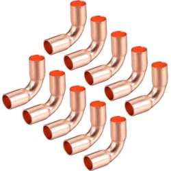 1/4-inch ID 90 Degree Copper Elbow Short-Turn Copper Pipe Fitting Conector for Plumbing 10pcs