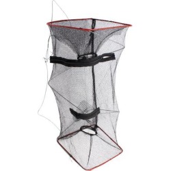 Unique Bargains 18.9' x 7.9' Nylon Metal Portable Fishing Landing Net Fish Angler Mesh Keepnet Crawfish Black