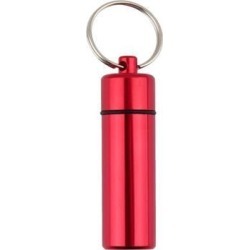Aluminum Pill Box Case Bottle Cache Drug Holder Keychain Container Waterproof red