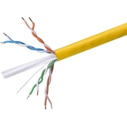 Monoprice Cat6 Ethernet Bulk Cable - Network Internet Cord - Solid, 500Mhz, UTP, CMR, Riser Rated, Pure Bare Copper Wire, 23AWG, 250ft, Yellow