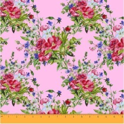 Soimoi Floral Printed Sewing Material 58 Inches Wide Cotton Poplin Fabric Supplies By The Meter-Pink