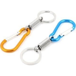 Unique Bargains 2pcs Cyan Orange Carabiner Clip Spring Loaded Keychain Keyring Key Holder