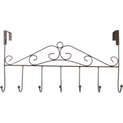 over the Door Hook Rack Stainless Steel 16.73 Inch Length 7 Coat Hooks Robe Holder Hanger Organizer Coffee Color