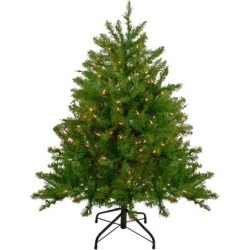 4' Pre-Lit Northern Pine Full Artificial Christmas Tree - Clear Lights