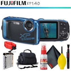FUJIFILM FinePix XP140 Digital Camera (Sky Blue) + Carrying Case + Floating Strap + Cleaning Kit