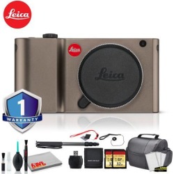 Leica TL Mirrorless Digital Camera (Titanium) RENEWED -Bundle with 2x 32GB Memory Card +Battery + LCD Screen Protectors + Deluxe 70' Monopod + White