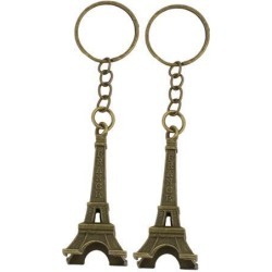 Travel Bag Eiffel Tower Design Pendant Key Chain Keyring Craft Gift 2pcs