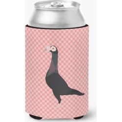 English Carrier Pigeon Pink Check Can or Bottle Hugger BB7945CC