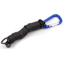 Dark Blue Carabiner Hook Clip Stretchy Spring Coil Key Chain Keyring Strap