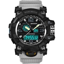 Men Sports Electronic Quartz Watch Fashionable Multifunctional Waterproof Wrist Watch gray