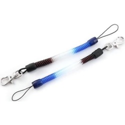 Spring Coil Key Chain Phone Rope Lobster Clasp Buckle Holder Blue Black 2 Pcs