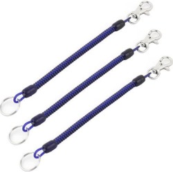 Metal Lobster Clasp Spring Cord Strap Ring Keyring Keychain Blue 3pcs
