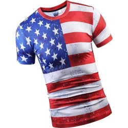 American Flag T-Shirt Mens USA Fashion Patriotic Stars Short Sleeve Top 3XL USA Flag