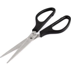 Unique Bargains Plastic Grip Stainless Steel Blade Scissors Black Silver Tone 7 Inches Long