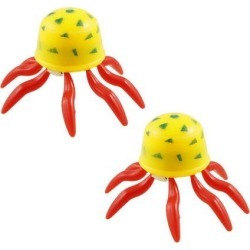 2 Pcs Aquarium Red Yellow Emulational Plastic Jellyfish Decor
