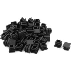 Household Plastic Square Table Feet Protector Tube Insert Black 16 x 16mm 50 Pcs
