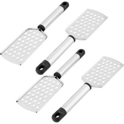 Kitchen Accessory Stainless Steel Vegetable Cheese Shred Grater Silver Tone 4pcs