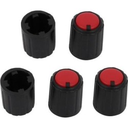 5 Pcs 9.8mm x 12mm Plastic Potentiometer Volume Control Rotary Knob Black Red