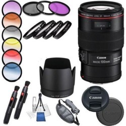 Canon EF 100mm f/2.8L Macro IS USM Lens ( Warranty) Professional Accessory Kit.