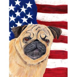Carolines Treasures SC9006GF 11 x 15 in. Usa American Flag With Pug Flag Garden Size