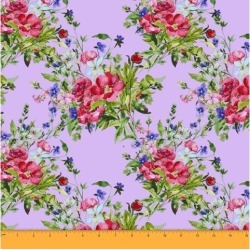 Soimoi Floral Printed Sewing Material 58 Inches Wide Cotton Voile Fabric Supplies By The Meter-Lavender