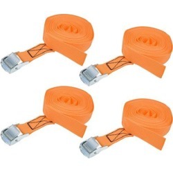 4.5M x 25mm Lashing Strap Cargo Tie Down Straps w Cam Lock Buckle 250Kg Work Load, Orange, 4Pcs