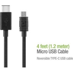 Cellet 4FT micro USB to USB Reversible Type C Data Sync and Charge Cable