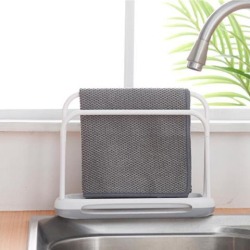 Double Bar Towel Rag Hanger Dishcloth Drying Rack White with Diatom mud