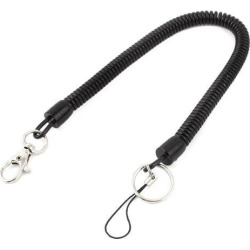 Black Plastic Lobster Clasp Spring Coil Cord Keychain Keyring Strap Key Holder
