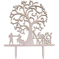 Wedding Wood Cake Topper Tree Couple Bride and Groom Mr & Mrs Wedding Favors