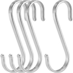 Stainless Steel S Hooks 3.15' S Shaped Hook Hangers for Kitchen Bathroom Bedroom Storage Room Office Outdoor Multiple Uses 4pcs
