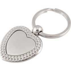 Unique Bargains Heart Shaped Dangling Alloy Flat Split Keyring Key Chain Silver Tone