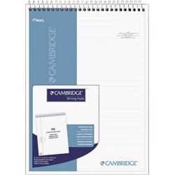 Mead 59006 Wirebound Numbered Legal Pad, 8 1/2 x 11, 20 lb, Legal Ruled, 70 Sheets, White