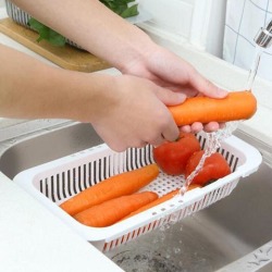 Dish Rack Over Sink Adjustable Holder Utensil Drainer Organizer Fruit white