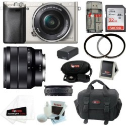 Sony Alpha a6000 Lens Camera (S) w/ 16-50mm + 10-18mm Lens + 32GB Kit