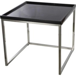 MDF Top Side Table With Metal Base, Black & Silver