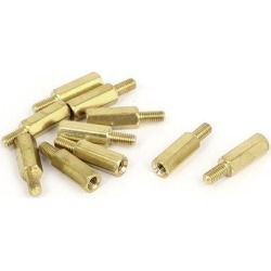 M4x12mm+6mm Male to Female Thread 0.5mm Pitch Brass Hex Standoff Spacer 10Pcs