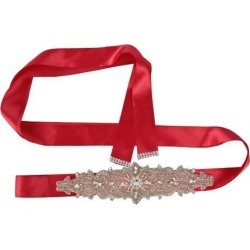 Wedding Bride Sash Belt Rhinestone Bridal Dress Belt Wedding Belts Red