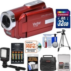 Vivitar DVR-508 HD Digital Video Camera Camcorder Kit Red